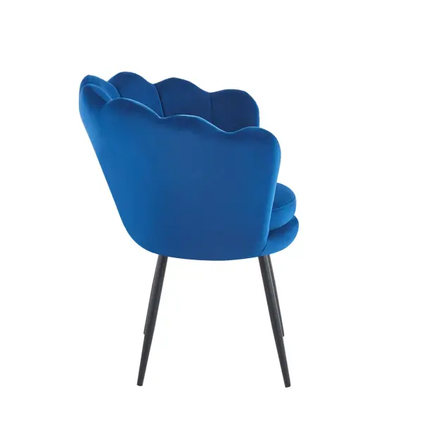 Fotel wypoczynkowy muszla mała velvet niebieski nogi czarne FR1-ZA